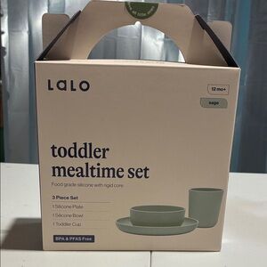 Lalo Sage Toddler Mealtime Set - 3 Piece Silicone Dinnerware